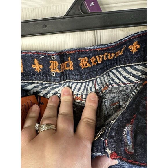 Rock Revival Wm’s 29 Becky Skinny Stretch Denim Jeans Thick Stitching Distressed - Picture 8 of 16